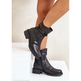 Botines Cálidos Mujer Piel Con Arrugas, Negro Vinceza 66714 10