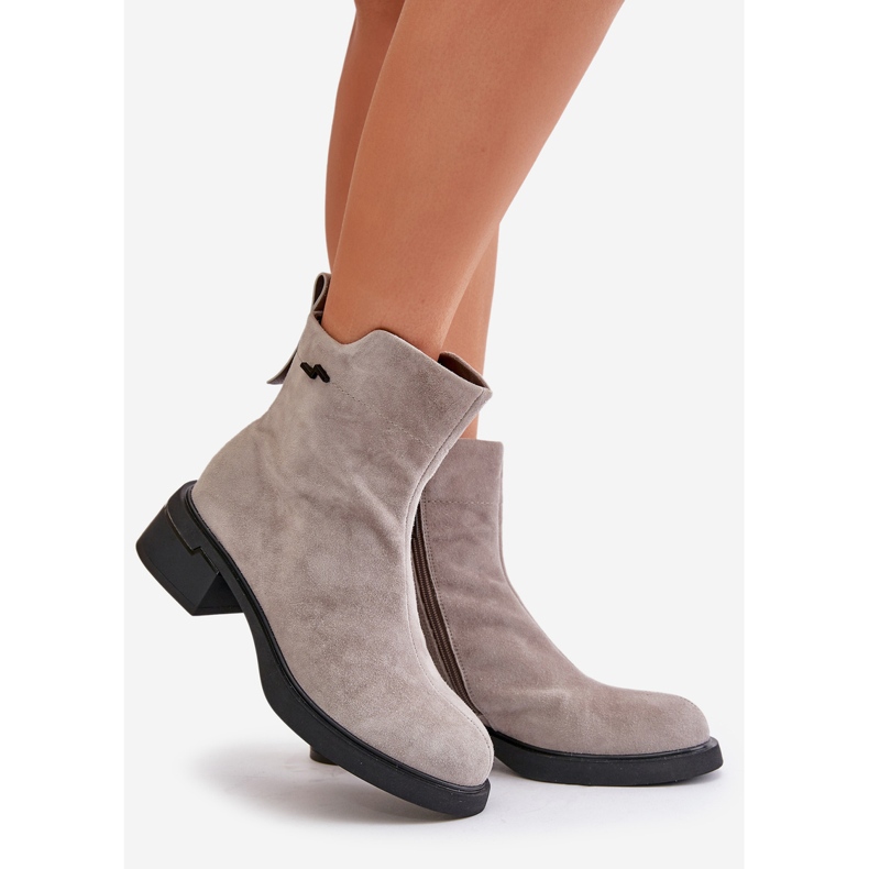 Botas de Mujer Aislantes de Ante Natural con Cremallera, Gris Vinceza 66696 1