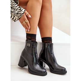 Botas Mujer Serpiente Tacón Alto Piel Natural Negro Vinceza 66670 3