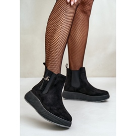 Botas sin cordones para mujer con plataforma y pasador, ante ecológico, ciatheia negra negro 2
