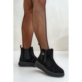 Botas sin cordones para mujer con plataforma y pasador, ante ecológico, ciatheia negra negro 3