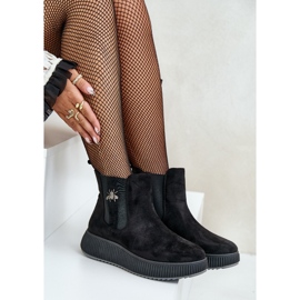 Botas sin cordones para mujer con plataforma y pasador, ante ecológico, ciatheia negra negro 7