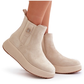 Botas sin cordones para mujer con plataforma y pasador, ante ecológico, beige claro Ciatheia 10