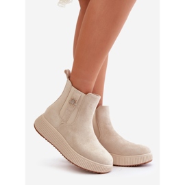 Botas sin cordones para mujer con plataforma y pasador, ante ecológico, beige claro Ciatheia 1 Botas sin cordones para mujer con plataforma y pasador, ante ecológico, beige claro Ciatheia 1