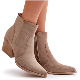 Botas Vaqueras Ante Eco Aislante Con Cremallera, Virtris Beige Oscuro 12