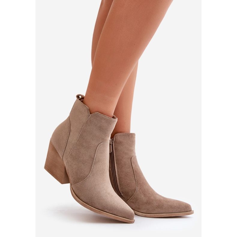 Botas Vaqueras Ante Eco Aislante Con Cremallera, Virtris Beige Oscuro 1 Botas Vaqueras Ante Eco Aislante Con Cremallera, Virtris Beige Oscuro 1