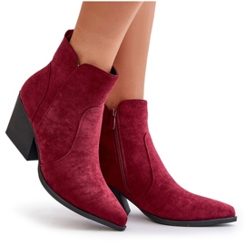 Botas Vaqueras Ante Eco Aislante Con Cremallera, Virtris Burdeos rojo 11