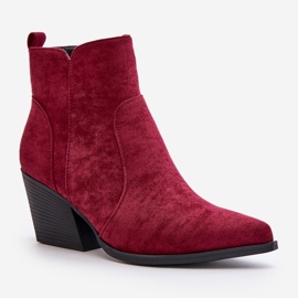 Botas Vaqueras Ante Eco Aislante Con Cremallera, Virtris Burdeos rojo 5