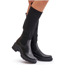 Botas sin cordones Vaimi negras con parte superior elástica sobre la rodilla negro 10