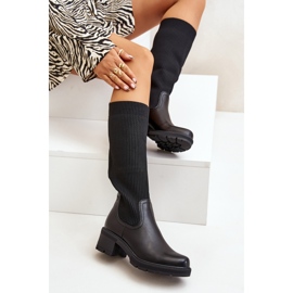 Botas sin cordones Vaimi negras con parte superior elástica sobre la rodilla negro 9