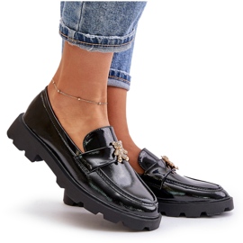 Mocasines de mujer de charol con osito de peluche, negro Kaithra 10