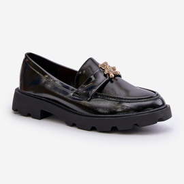 Mocasines de mujer de charol con osito de peluche, negro Kaithra 4