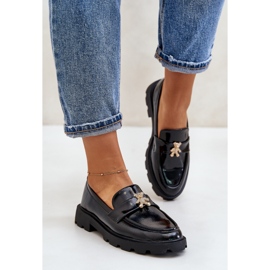 Mocasines de mujer de charol con osito de peluche, negro Kaithra 3