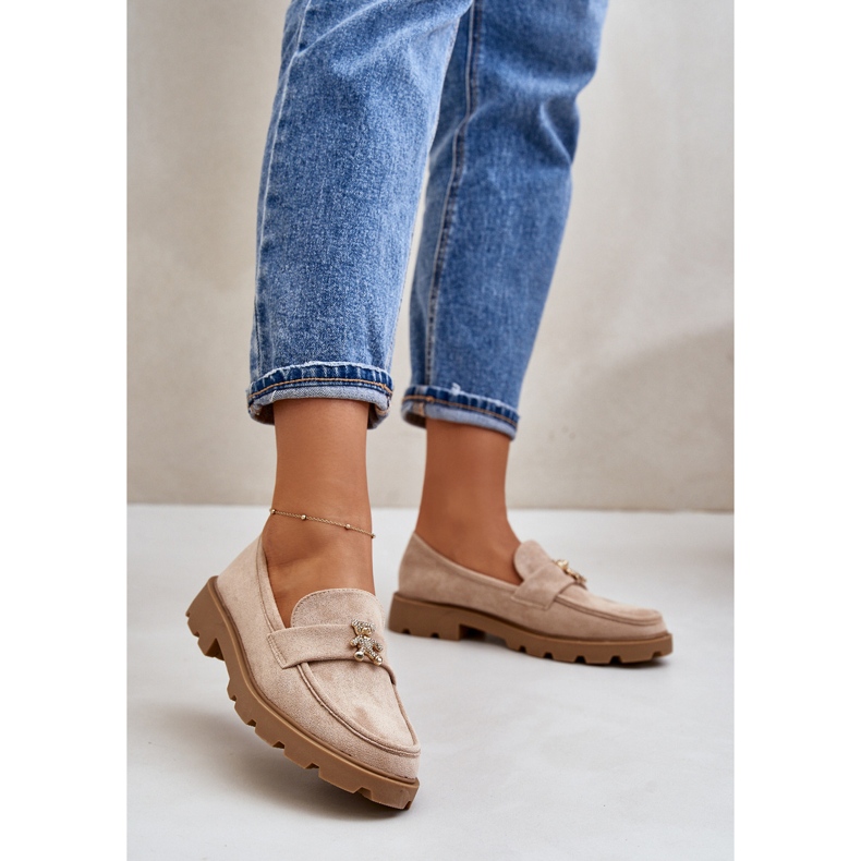 Mocasines de mujer de ante ecológico con osito, beige Kaithra 2