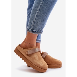 Chanclas de Mujer Forradas de Pelo y Plataforma Azida Camel marrón 1 Chanclas de Mujer Forradas de Pelo y Plataforma Azida Camel marrón 1