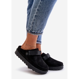 Chanclas de mujer forradas en pelo con plataforma Azida Negra negro 1