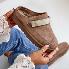 Chanclas de Mujer Forradas en Piel con Plataforma, Marrón Azida beige 6