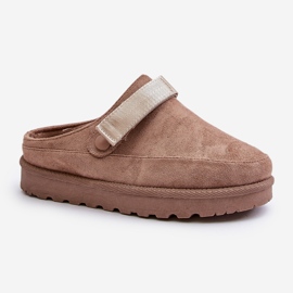 Chanclas de Mujer Forradas en Piel con Plataforma, Marrón Azida beige 4