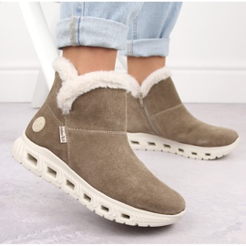 Botines de mujer de piel impermeables, botas de nieve beige Rieker M6050-64 15
