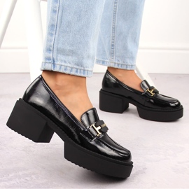 Mocasines mujer tacón charol negro Vinceza 58313 5