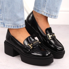 Mocasines mujer tacón charol negro Vinceza 58313 6
