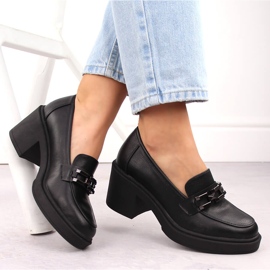 Zapatos de mujer Vinceza negros de tacón con cadena 4