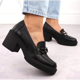 Zapatos de mujer Vinceza negros de tacón con cadena 5