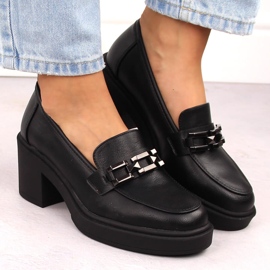 Zapatos de mujer Vinceza negros de tacón con cadena 6