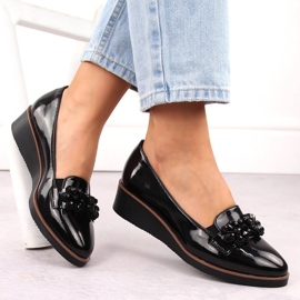 Zapatos mujer charol con adorno negro Vinceza 58400 5