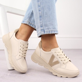 Deportivas cuña mujer piel beige Vinceza 7918 4