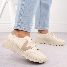 Deportivas cuña mujer piel beige Vinceza 7918 5