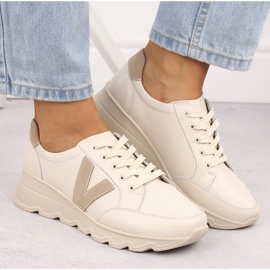 Deportivas cuña mujer piel beige Vinceza 7918 6