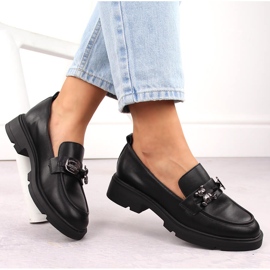Mocasines mujer de piel con adorno, negro Vinceza 62183 5