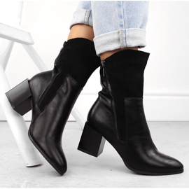 Botas de tacón alto con aislamiento para mujer, negras Jezzi ASA217-9 negro 4
