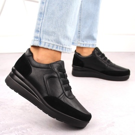 Deportivas cuña mujer piel negro Sergio Leone PB236-S 5