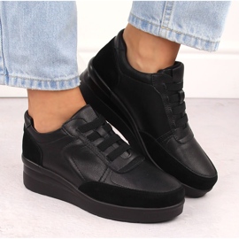Deportivas cuña mujer piel negro Sergio Leone PB236-S 6