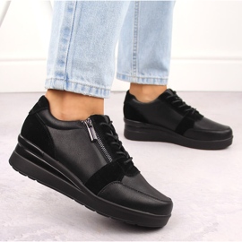 Deportivas cuña mujer piel negro Sergio Leone PB236-S 5