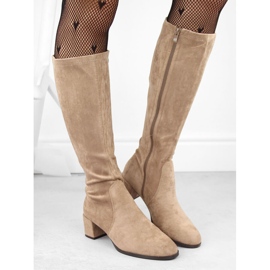 Botas tacón mujer ante beige Sergio Leone KZ205 4