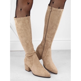 Botas tacón mujer ante beige Sergio Leone KZ212 4