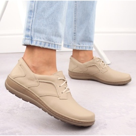 Zapatos cómodos mujer piel beige Helios 715 5