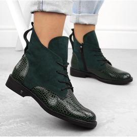 Botines de mujer con tacón plano, aislantes, verde Potocki SZ12080 5