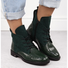 Botines de mujer con tacón plano, aislantes, verde Potocki SZ12080 6