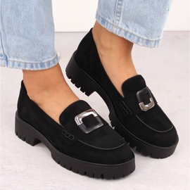 Mocasines de mujer con adorno, ante negro Potocki 12420 6