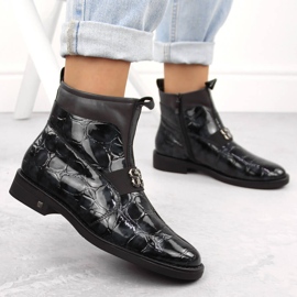 Botines de mujer en charol, negro, Potocki 12544 5