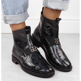 Botines de mujer en charol, negro, Potocki 12544 6