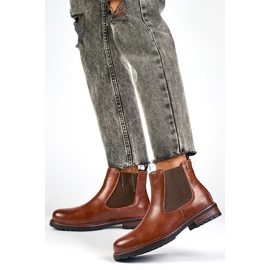 Botas Chelsea de mujer marrones con suela plana, botas marrones marrón 4