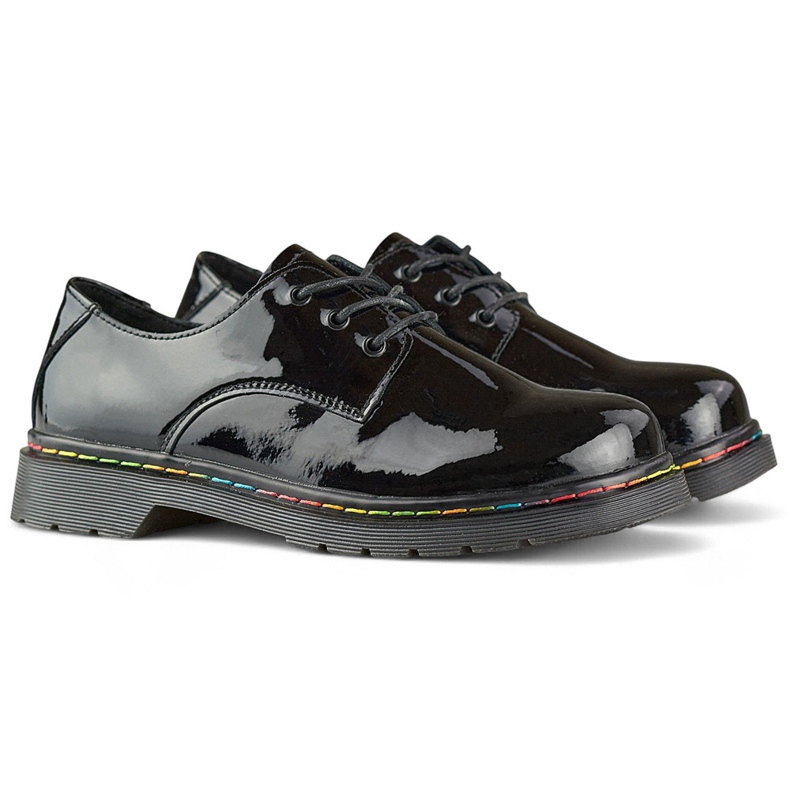 Oxfords mujer piel charol negro, piel natural 1