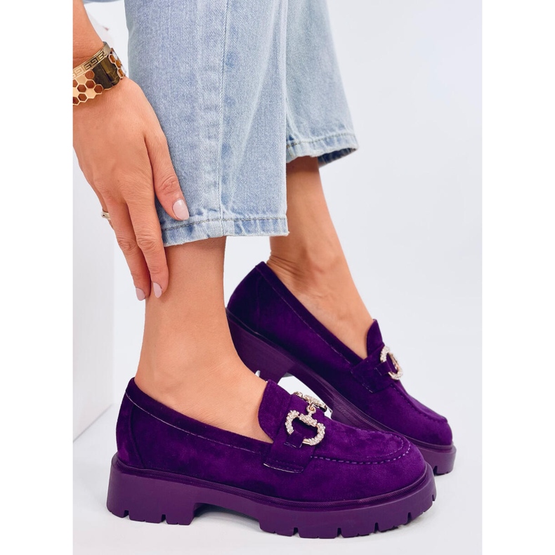 Karins Mocasines de ante morado con hebilla violeta 1 Karins Mocasines de ante morado con hebilla violeta 1
