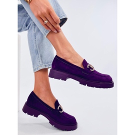 Karins Mocasines de ante morado con hebilla violeta 2