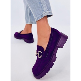 Karins Mocasines de ante morado con hebilla violeta 4